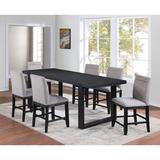 Latitude Run® Hattan Counter Height Extendable Dining Table Set Wood/Upholstered Chairs in Brown | Wayfair 0441443A996D40BBB8732DCA264987DD