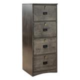 Inbox Zero Kashmiere 21" Wide 4 -Drawer Solid Wood Vertical Filing Cabinet Wood in Brown, Size 56.0 H x 21.0 W x 21.0 D in | Wayfair