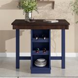 Red Barrel Studio® 5-Pieces Counter Height Dining Sets, Square Wood Table w/ 3-Tier Adjustable Storage Shelves in Blue/Brown, Size 36.0 H in Wayfair
