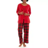 Kim Rogers® Women's 3-Piece Pajama Set, Red, X-Large