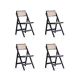 Manhattan Comfort Pullman Cane Dining Folding Chair - Set Of 4, Black