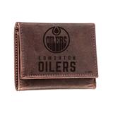 Evergreen Wallets Brown - Edmonton Oilers Logo Leather Trifold Wallet