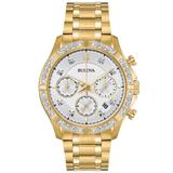 Bulova Men's Chronograph Diamond-Accent Gold-Tone Stainless Steel Bracelet Watch 42mm, Created for Macy's