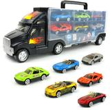 Transport Car Carrier Truck - with 6 Metal Racing Cars