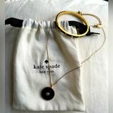 Kate Spade Jewelry | Kate Spade Skirt The Rules Black Pendant And Bangle Bracelet Set | Color: Black/Gold | Size: Os