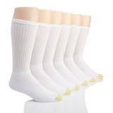 Men s Gold Toe 3400S Moisture Control Harrington Crew Sock - 6 Pack (White O/S)