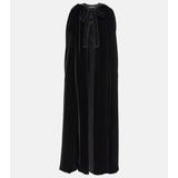 Hooded velvet cape