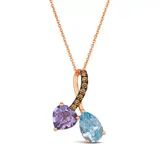 Le Vian® 1.33 Ct. T.w. Blue Topaz, 7/8 Ct. T.w. Grape Amethyst™, 1/8 Ct. T.w. Chocolate Diamonds Pendant Necklace In 14K Strawberry Gold