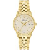 Bulova Women's Classic Diamond Accent Gold-Tone Stainless Steel Bracelet Watch 32mm Women's Shoes