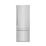 ZLINE Kitchen and Bath 30" 16.1 cu. ft. Built-In 2-Door Bottom Freezer Refrigerator with Internal Water and Ice Dispenser in Stainless Steel, Silver