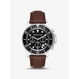 Michael Kors Oversized Everest Silver-Tone and Leather Watch Silver One Size