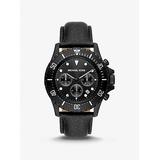 Michael Kors Oversized Everest Black-Tone and Leather Watch Black One Size
