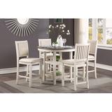 Rosalind Wheeler Cyrenity 4 - Person Counter Height Solid Wood Dining Set Wood/Upholstered Chairs in White, Size 36.0 H in | Wayfair
