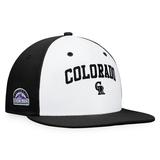 Men's Fanatics Branded White/Black Colorado Rockies Iconic Color Blocked Fitted Hat