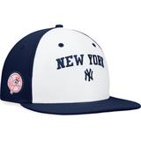 Men's Fanatics Branded White/Navy New York Yankees Iconic Color Blocked Fitted Hat