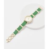 Isaac Mizrahi Live! Women's Watches Garden - Garden Green & Goldtone Leather Bracelet Watch