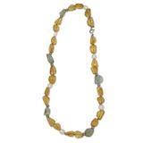 Warm Emotions,'Beaded Necklace with Multiple Gemstones and Zamac Accents'