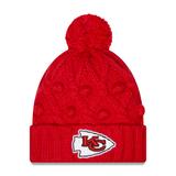 Girls Youth New Era Red Kansas City Chiefs Toasty Cuffed Knit Hat with Pom