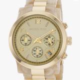 Michael Kors Accessories | Michael Korswomen's Chronograph Horn And Gold Dial Ladies Watch Mk 5139 | Color: Cream/Gold | Size: Os