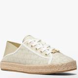 Michael Kors Shoes | Michael Kors Libby Mk Signature Natural Espadrille Slide Sneakers Shoes 8 9 11 | Color: Cream/Gold | Size: 11