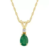 Belk & Co 14K Gold 6X4 Pear Shape Emerald Diamond Accent Pendant