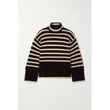 TOTEME - Striped Wool And Cotton-blend Turtleneck Sweater - Black - large
