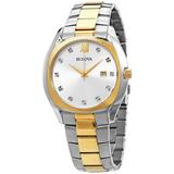 Mens Stainless Steel Case and Bracelet Silver Dial Two-tone Watch - 98D125