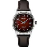 Seiko Presage Red Srpe41 Brown Leather Automatic Watch