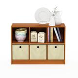 Furinno 23.6 in. Light Cherry/Ivory Wood 3-shelf Cube Bookcase with Closed Storage