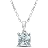 Belk & Co 1 Ct. T.g.w. Synthetic Spinel (Aquamarine) Solitaire Pendant With Chain In Sterling Silver, White