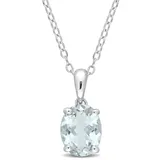 Belk & Co 1.5 Ct. T.g.w. Aquamarine Solitaire Pendant With Chain In Sterling Silver, White