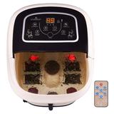 Costway All-In-One Foot Spa Bath Massager Tem/Time Set Heat Vibration W/4 Roller, Black And White