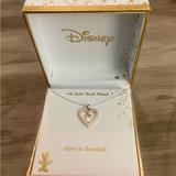 Disney Jewelry | Disney Minnie Mouse Zirconia Heart Pendant Necklace In 14k Gold Flash Plating | Color: Gold/Silver | Size: Approximate Chain Length- 16+ 2 Extender
