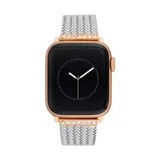 Anne Klein Silver-Tone Stainless Steel Mesh Band With Crystal Accents Compatible With 42/44/45/ultra(49Mm) Apple Watch®
