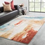 Blue/Brown/Red Area Rug - Jaipur Living Genesis Abstract Handmade Tufted Mineral Blue/Feather Gray/Lark Area Rug Wool in Blue/Brown/Red | Wayfair