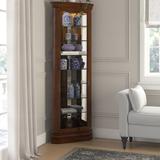 Howard Miller® Drake Corner Curio Cabinet Wood/Glass in Brown, Size 80.0 H x 28.0 W x 16.0 D in | Wayfair 680483