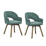 East Urban Home Holmger 20.9" Wide Armchair Dining Chairs w/ 4 Gracie Oaks Taper Leg Upholstered/Fabric in Green | Wayfair
