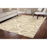 Gray/White Area Rug - Red Barrel Studio® Floral Machine Made Braided Polypropelene Area Rug in Tan/Ivory Polypropylene in Gray/White | Wayfair