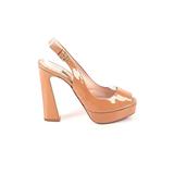 Miu Miu Heels: Pumps Platform Cocktail Party Brown Solid Shoes - Women's Size 37.5 - Peep Toe