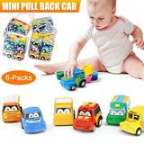 SHELLTON 6 Pack Pull Back Cars for Toddlers Construction Vehicles Toys for Baby Kids 1 2 3 Years Old Boys Child Friction Powered Pull Back and Go Mini Vehicles for Kids Party Favors Birthday Game