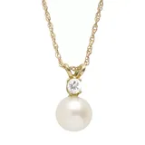 PearLustre by Imperial Freshwater Cultured Pearl and White Topaz 10k Gold Pendant Necklace, Women's