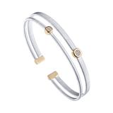 Simulated Diamond Two-strand Bangle In Silver/gold/clear At Nordstrom Rack