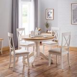 Davenport Round Pedestal Dining Table with 4 Dining Chairs Cream