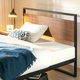 Zinus Suzanne 44” Metal and Wood Platform Bed Frame with Headboard Chestnut Brown Full