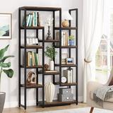 Tribesigns 6-Tier Bookshelf 70.9 inch Tall Bookcase Vintage Industrial 12-Shelf Display Shelves Book Storage Organizer for Living Room Home Office (Brown)