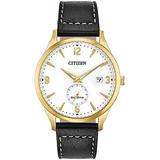 Citizen Eco-drive Bv1112-05a Gold Tone White Dial Leather Classic Mens