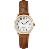 Timex Women s Easy Reader 25mm Watch – Gold-Tone Case White Dial with Honey Brown Croco Leather Strap