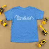 3 in A Row - Construction Trucks | Shirt Little Boy Toddler Graphic Tees Tractor Tee