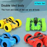 SAYFUT 4 Pack Friction Powered Car Toys Set Double-sided Stunt Flip Inertia Car Push and Go Toy Cars for Toddlers Powered Pull Back Toys Vehicle 360 Rotation Gifts for 3 4 5 6 7 8 Year Old Boy
