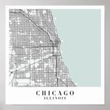Chicago Illinois Blue Water Street Map Poster